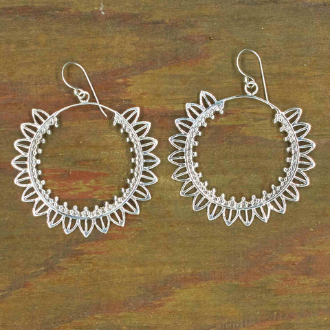 Sterling Silver Lace Hoops