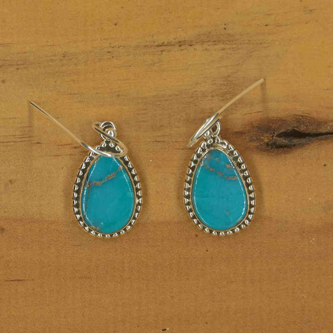 Silver Turquoise Teardrop Earrings