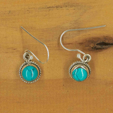 Round Turquoise Drop Earrings