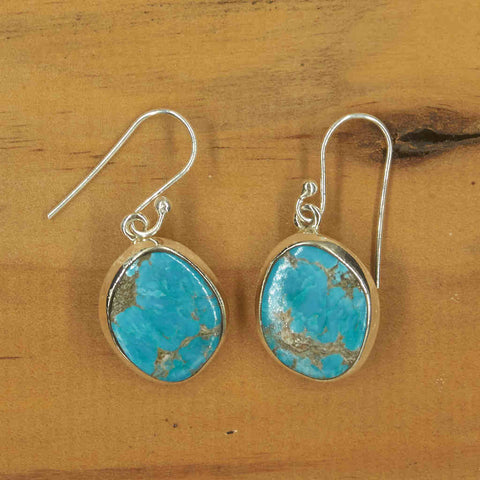 Large Flat Turquoise Earrings