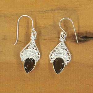 Smokey Quartz Lace Tear Earrings