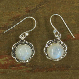 Moonstone Round Flower Earrings